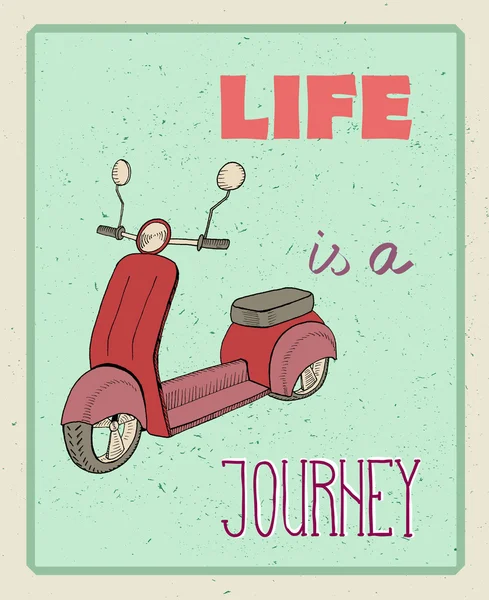 Sfondo tipografico con citazioni motivazionali, Life is a jorney — Vettoriale Stock