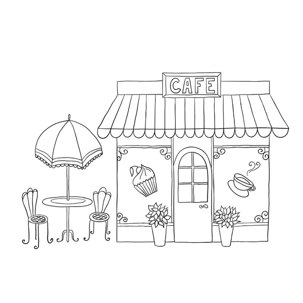 Illustration vectorielle de dessin animé du café de rue . — Image vectorielle