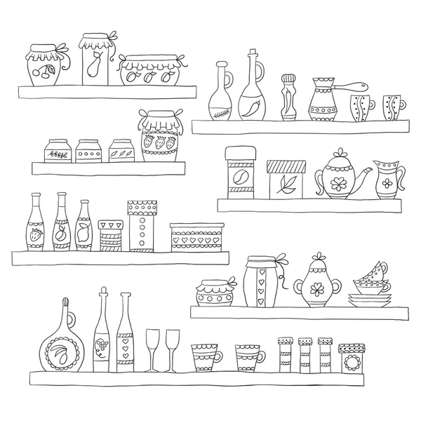 Kitchen set in vector. Stylish design elements of kitchen. — Stock Vector