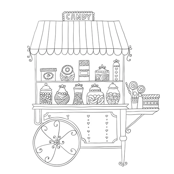Cart for sale candy. — Stock Vector