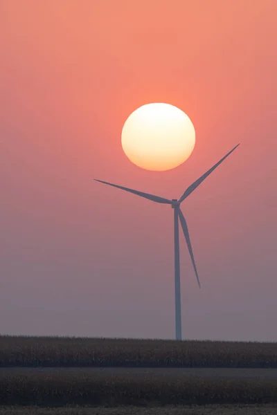 Morning Sun Rises Farmland Windmill — Stock Photo, Image