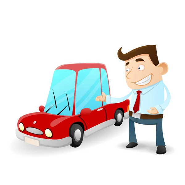 Businessman and red car — Stock Vector