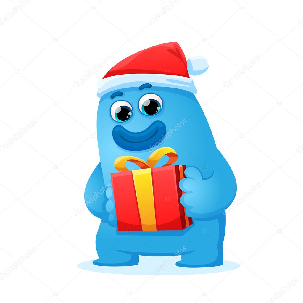 Blue monster with a gift