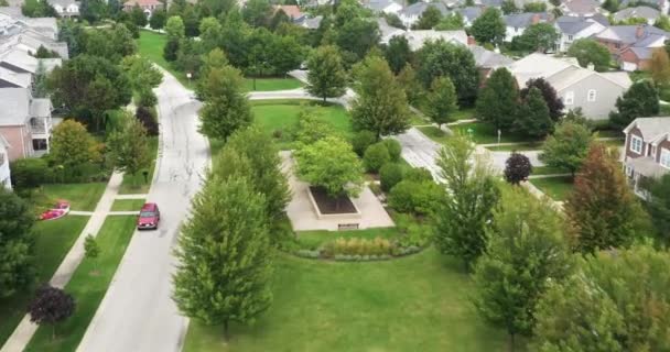 Aerial View Upscale Neighborhood Suburban Chicago Summer — Stock Video