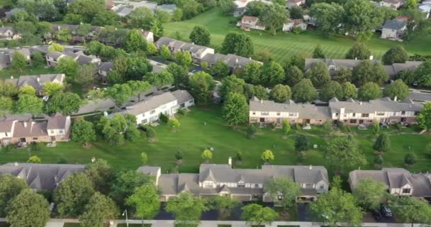 Luchtfoto Van Een Buurt Voorstad Van Chicago Tijdens Zomer — Stockvideo