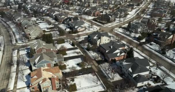 Luchtfoto Van Een Chique Buurt Voorstad Chicago Tijdens Winter — Stockvideo