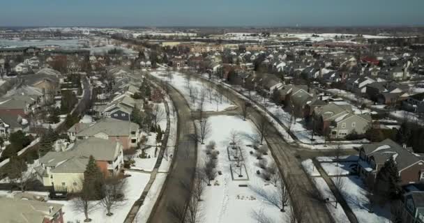 Luchtfoto Van Een Chique Buurt Voorstad Chicago Tijdens Winter — Stockvideo