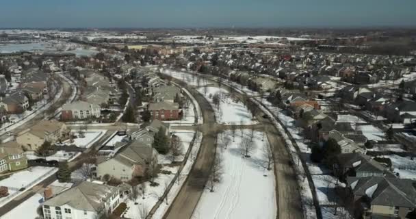 Vista Aérea Bairro Luxo Subúrbio Chicago Durante Inverno — Vídeo de Stock