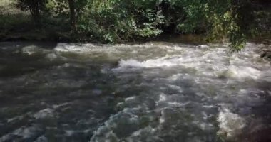 Şiddetli bir yağmurdan sonra bir dere boyunca akan sular.