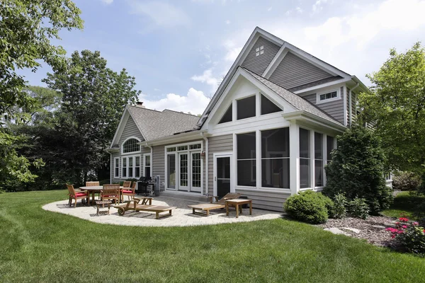 Home with brick patio — Stock Photo, Image