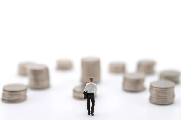 Business Money Investment Planning Concept Uomo Affari Figura Miniatura Gente — Foto Stock