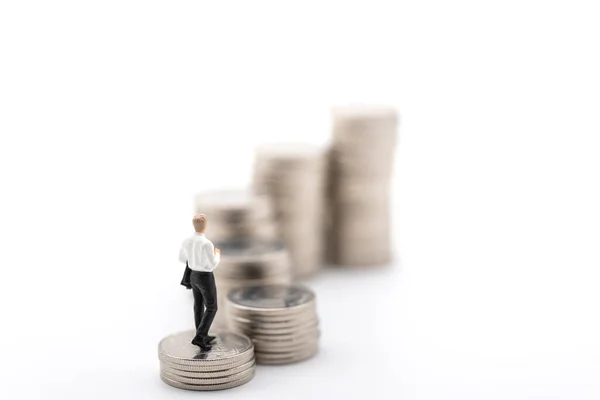 Business Money Investment Planning Concept Uomo Affari Figura Miniatura Gente — Foto Stock