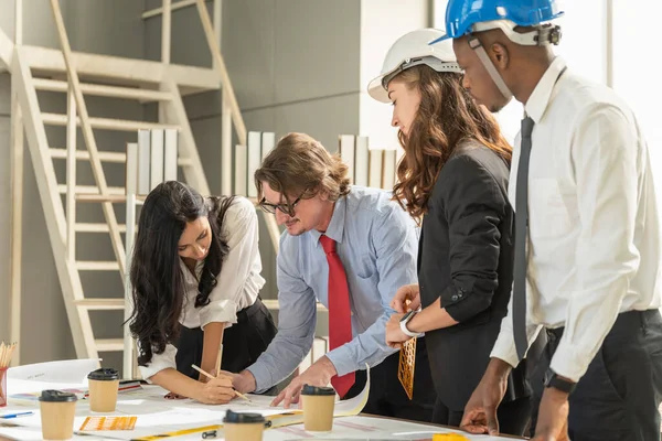 Diversity Business People Work Place Construction Concept Group Businessman Engineer — Stock Photo, Image