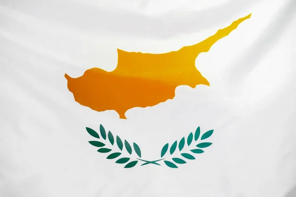 Fabric Texture Flag Cyprus Flag Cyprus Waving Wind Cyprus Flag — Stock Photo, Image