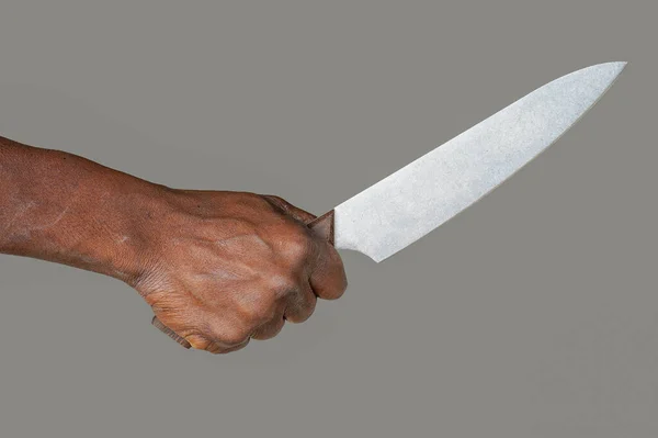 Afrikalı Adamın Elinde Büyük Bir Mutfak Bıçağı — Stok fotoğraf