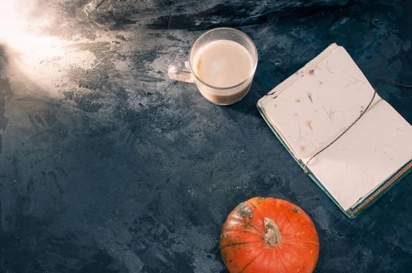 One Pumpkin Squash Latte Coffee Made Plant Based Oat Soya — Stock Photo, Image