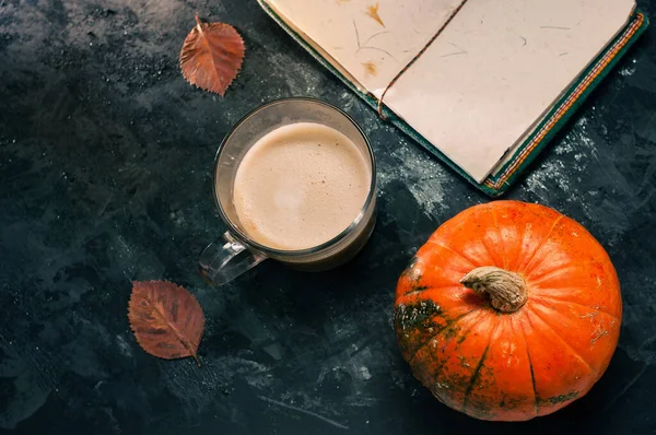 One Pumpkin Squash Latte Coffee Made Plant Based Oat Soya — Stock Photo, Image