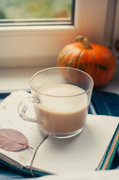 Una Zucca Zucca Caffè Latte Con Base Vegetale Base Soia — Foto Stock