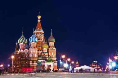 St.Basil Moscow night Red Square