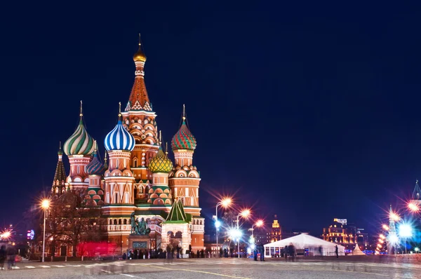 St.Basil Moscow night Red Square — Stock fotografie