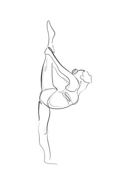 Yoganandasana pozunun ya da Yogi Yogananda 'ya adanmış bir poz içinde duran karakter kadının el çizimi çizimi çizimi.