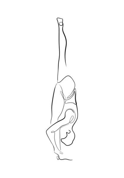 Hand Drawn Line Art Illustration Urdhva Stretched Upward Pose Character — Stock Photo, Image