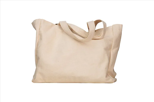 Fabric Canvas Bag Isolated White Background Textile Reusable Eco Mockup — Stock Photo, Image