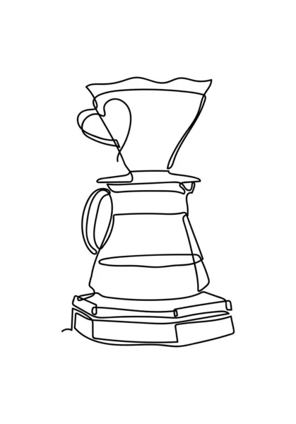 One Continuous Line Drawing Coffee Modern Minimalistic Style Egysoros Rajz — Stock Fotó