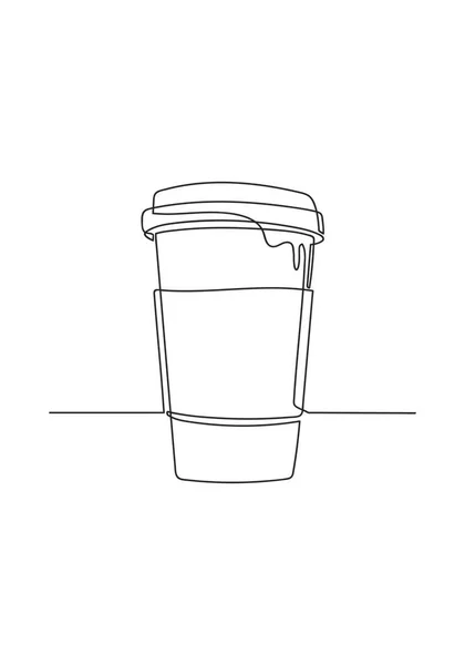 Contínuo Uma Xícara Papel Linha Café Mão Simples Desenho Café — Fotografia de Stock