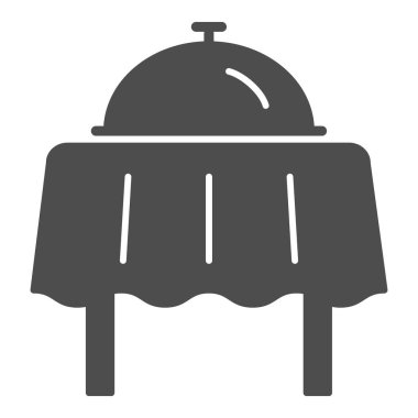 Masa başı simgesi kapaklı restoran yemeği, Sea Cruise konsepti, beyaz arka planda kahvaltı tepsisi tabelası, cep telefonu için masa simgesi şeklinde restoran saati. Vektör grafikleri.