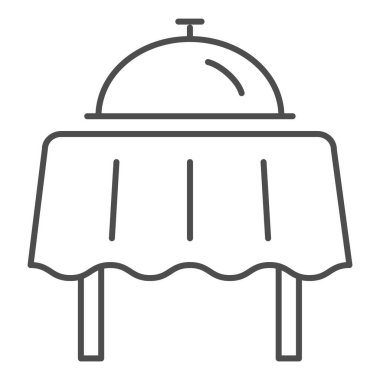 Tablo üzerinde kapağı olan restoran yemeği, deniz gezisi konsepti, beyaz arka planda kahvaltı tepsisi tabelası, mobil taslak şeklinde restoran saati. Vektör grafikleri.