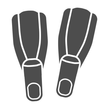 Yüzme yüzgeçleri katı ikon, sualtı spor konsepti, beyaz arka planda çift palet işareti, mobil konsept ve web tasarımı için glifli yüzgeç ikonu. Vektör grafikleri.