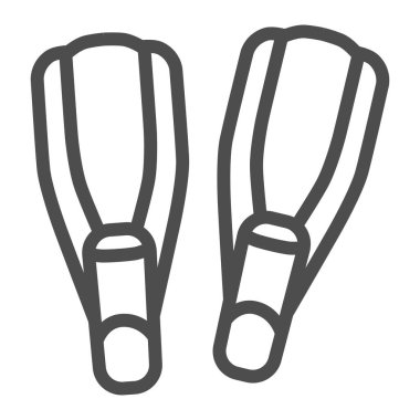 Yüzme yüzgeçleri çizgisi ikonu, sualtı spor konsepti, beyaz arka planda bir çift palet işareti, mobil konsept ve web tasarımı için ana hatlı yüzgeç ikonu. Vektör grafikleri.