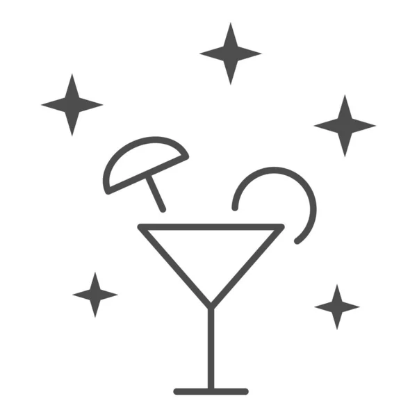 Koktejl tenké čáry ikona, Moře výletní koncept, tropický alkohol nápoj znamení na bílém pozadí, Koktejl s citrónem plátek a deštník ikona v obrysu stylu pro mobilní a web. Vektorová grafika. — Stockový vektor