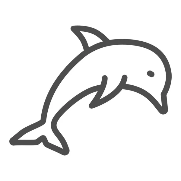 Иконка линии дельфинов, концепция морской жизни, знак подводного мира на белом фоне, икона прыгающего дельфина в наброске стиля для мобильной концепции и веб-дизайна. Векторная графика. — стоковый вектор