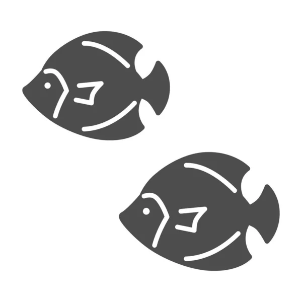 Твердая икона морской рыбы, концепция морской жизни, знак подводного мира на белом фоне, икона мелкой рыбы в глифическом стиле для мобильной концепции и веб-дизайна. Векторная графика. — стоковый вектор