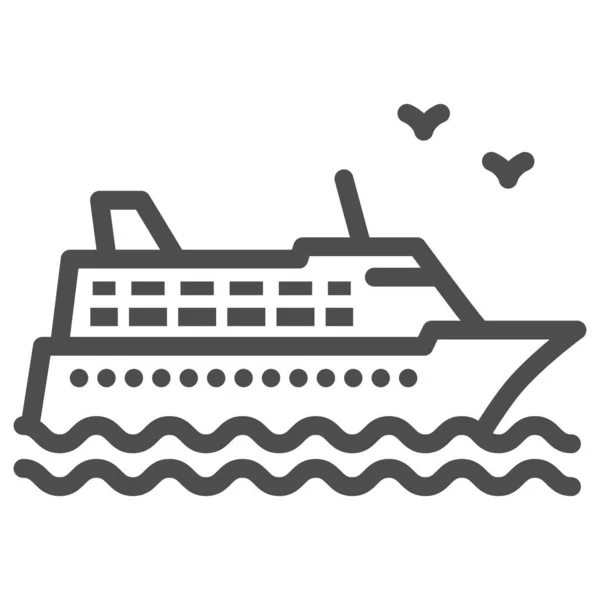 Cruise ship line icon, Sea cruise concept, sail boat on waves sign on white background, sea cruise ship icon in outline style for mobile concept and web design. Vector graphics. — Stock Vector