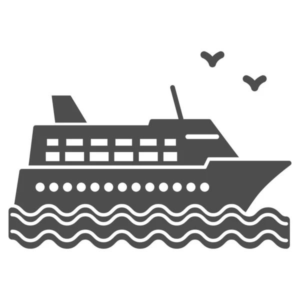 Cruise ship solid icon, Sea cruise concept, sail boat on waves sign on white background, sea cruise ship icon in glyph style for mobile concept and web design. Vector graphics. — Stock Vector