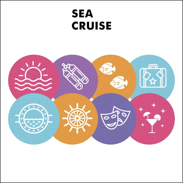 Modern Sea Cruise Infographic tasarım şablonu ve simgeleri. Deniz temalı Infographic görselleştirme beyaz arkaplanda balon tasarımı. Infographic için yaratıcı vektör illüstrasyonu. — Stok Vektör