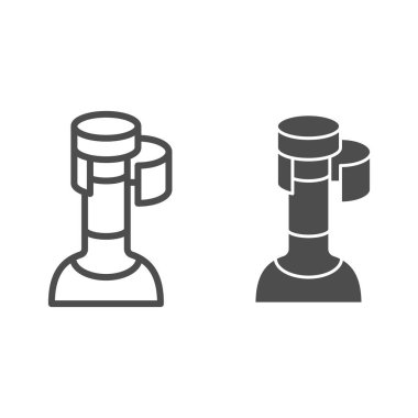 Şişe mantarı ve sağlam ikon, şarap festivali konsepti, beyaz arka planda tıpa tıpası işareti olan şişe tıpası olmayan, mobil ve web tasarımı için taslak şeklinde şişe ikonu. Vektör grafikleri.