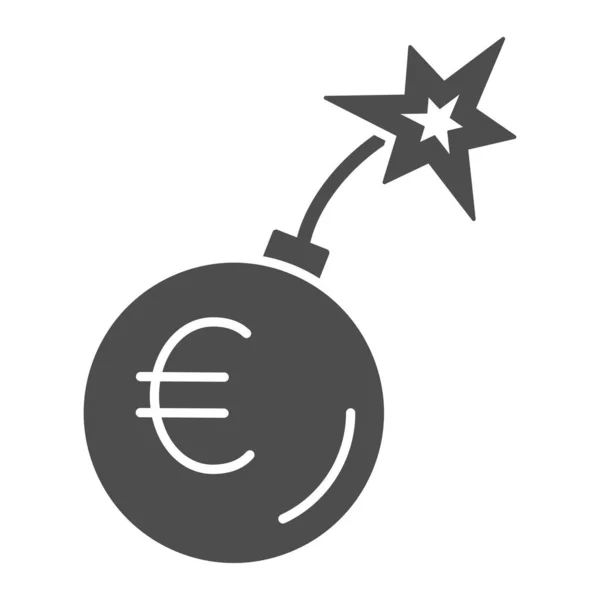 Rund bomb med euro valuta solid ikon, ekonomiska sanktioner koncept, Euro granat explosionsskylt på vit bakgrund, Sprängning euro ikon i glyf stil för mobil och webben. Vektorgrafik. — Stock vektor