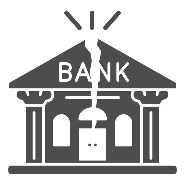 O banco é o ícone sólido rachado, conceito das sanções econômicas, sinal quebrado do edifício do banco no fundo branco, ícone da bancarrota do banco no estilo do glifo para o conceito móvel, Web design. Gráficos vetoriais. — Vetor de Stock