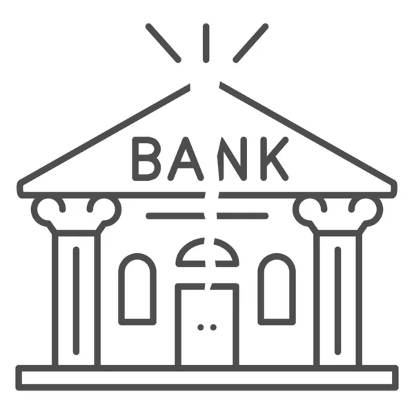 Bank is cracked thin line icon, economic sanctions concept, Broken bank building sign on white background, Bank bankruptcy icon in outline style for mobile concept, web design. Vector graphics. — Stock Vector