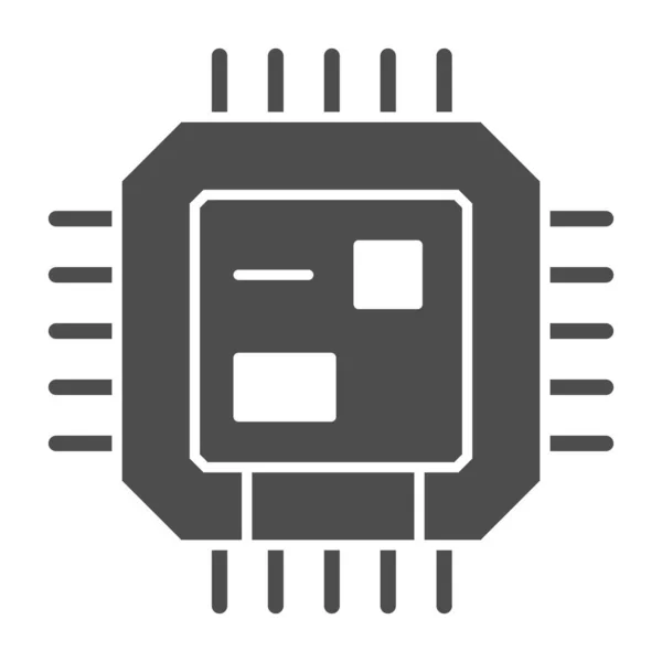 Sentral unit pengolahan ikon solid, konsep Robotisasi, CPU tanda pada latar belakang putih, chip Komputer atau ikon microchip dalam gaya glif untuk konsep mobile dan desain web. Grafis vektor. - Stok Vektor