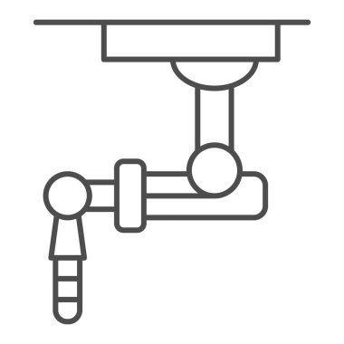 Robotik makine ince çizgi simgesi, robotizasyon konsepti, beyaz arka planda robot işareti, mobil konsept ve web tasarımı için robot el simgesi. Vektör grafikleri.