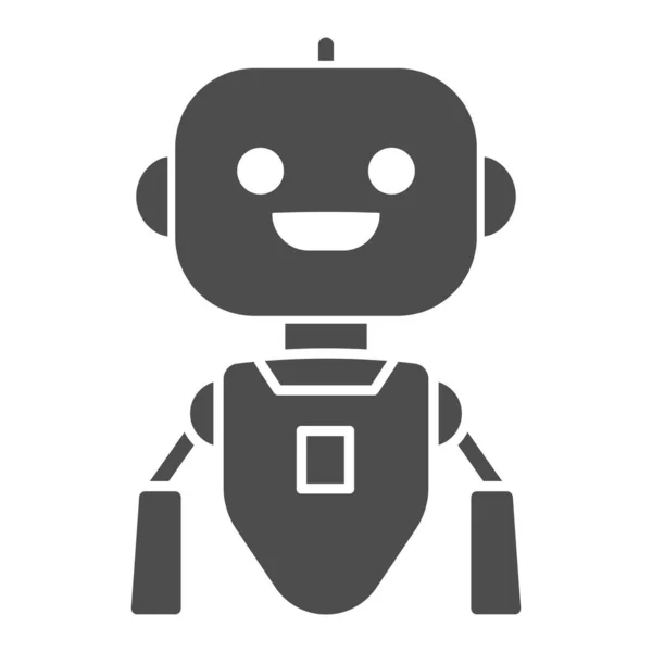 愉快的飞行机器人实体图标，机器人化概念，白色背景上的机器人玩具标识，飞行机器人聊天机器人图标，用于移动概念和网页设计的字形风格。矢量图形. — 图库矢量图片