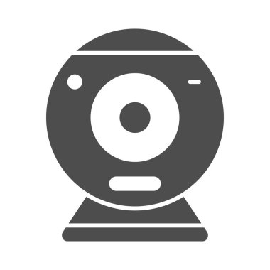 Güvenlik kamerası simgesi, robot tasarımı, beyaz arka planda güvenlik kamerası işareti, mobil konsept ve web tasarımı için web kamera simgesi. Vektör grafikleri.