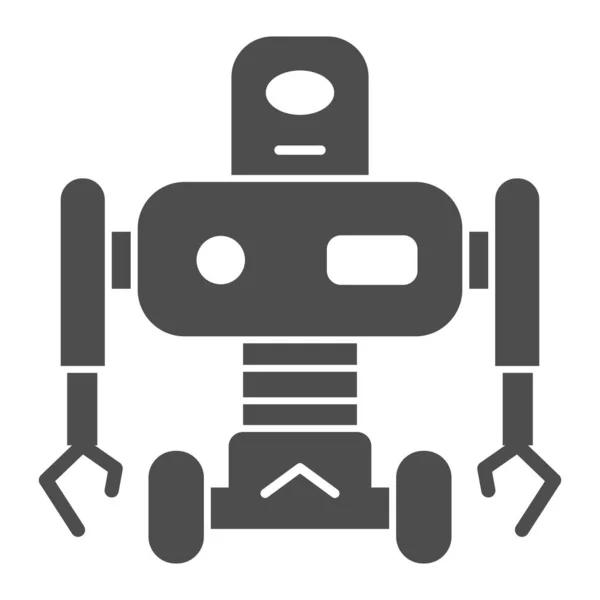 车轮上的机器人实心图标、机器人化概念、白色背景上的机器人人形标志、用于移动和网页设计的带轮子图标的电子机器人。矢量图形. — 图库矢量图片