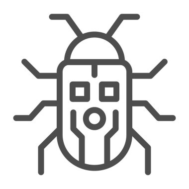 Robot böcek çizgisi ikonu, robot böcek çizgisi konsepti, beyaz arka planda robot böcek işareti, gezici konsept ve web tasarımı için robot böcek ikonu. Vektör grafikleri.
