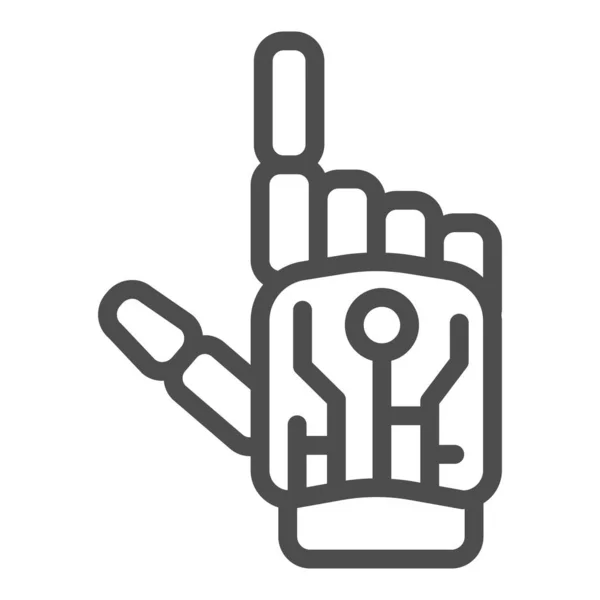 Icono de línea de brazo mecánico robot, concepto de robotización, signo de mano robótica sobre fondo blanco, icono de mano humana robótica en estilo de esquema para concepto móvil y diseño web. Gráficos vectoriales. — Vector de stock